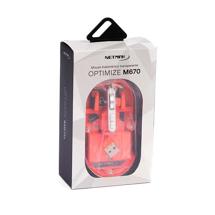 Mouse Netmak Optimize M670 Inalambrico Transparente Naranja 2.4GHZ BT 5.0 Art.NM-M670-O